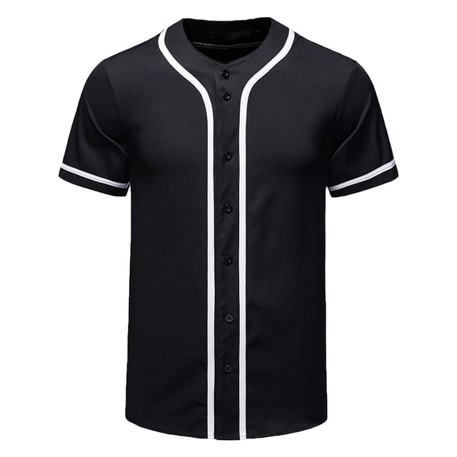 Birdeem Shirts for Men Men Casual Short Sleeve Patchwork Baseball Button Shirt Tops Blouse