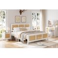 thumbnail image 4 of Bed Frame with Boho Rattan Headboard for Bedroom, Bed Frame with Strong Metal Slat Support, Noise-Free Platform Bed, No Box Spring Needed for Bedroom, 4 of 6