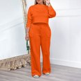 thumbnail image 2 of Besolor Ensemble 2 Pcs pour Femme, Haut Décontracté à Col Ras du Cou à Manches Longues et Pantalon à Jambe Grand à Cordon, Ensemble de Détente Survêtement, 2 of 7