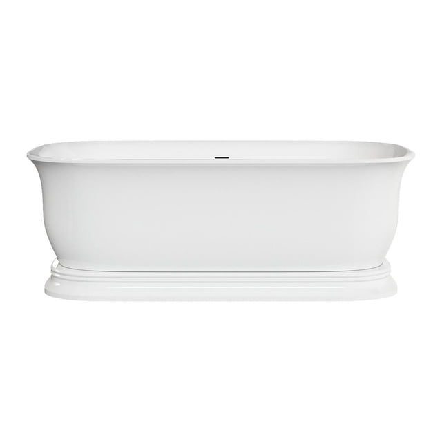 A&E Bath and Shower Parley-67 Baignoire Autoportante en Acrylique Blanc Lustré avec design Courbé Sans Coutures et base Surélevée, Idéale pour la Rénovation de Salle de Bain et l'Utilisation au spa à Domicile.