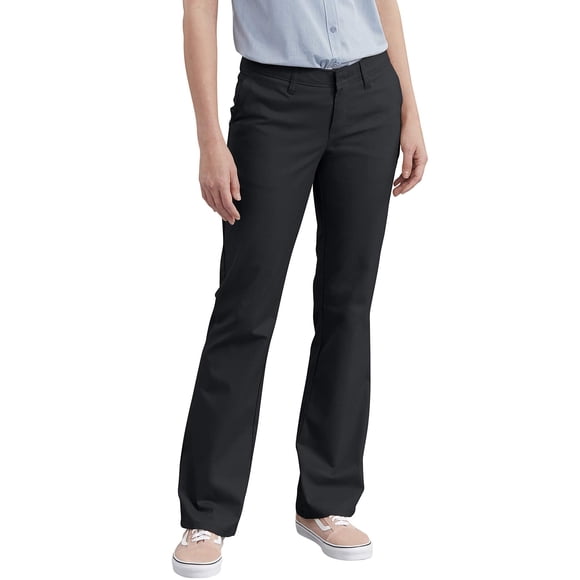 Dickies Women's Flat Front Stretch Cotton Blend Pants, Black V1, 2