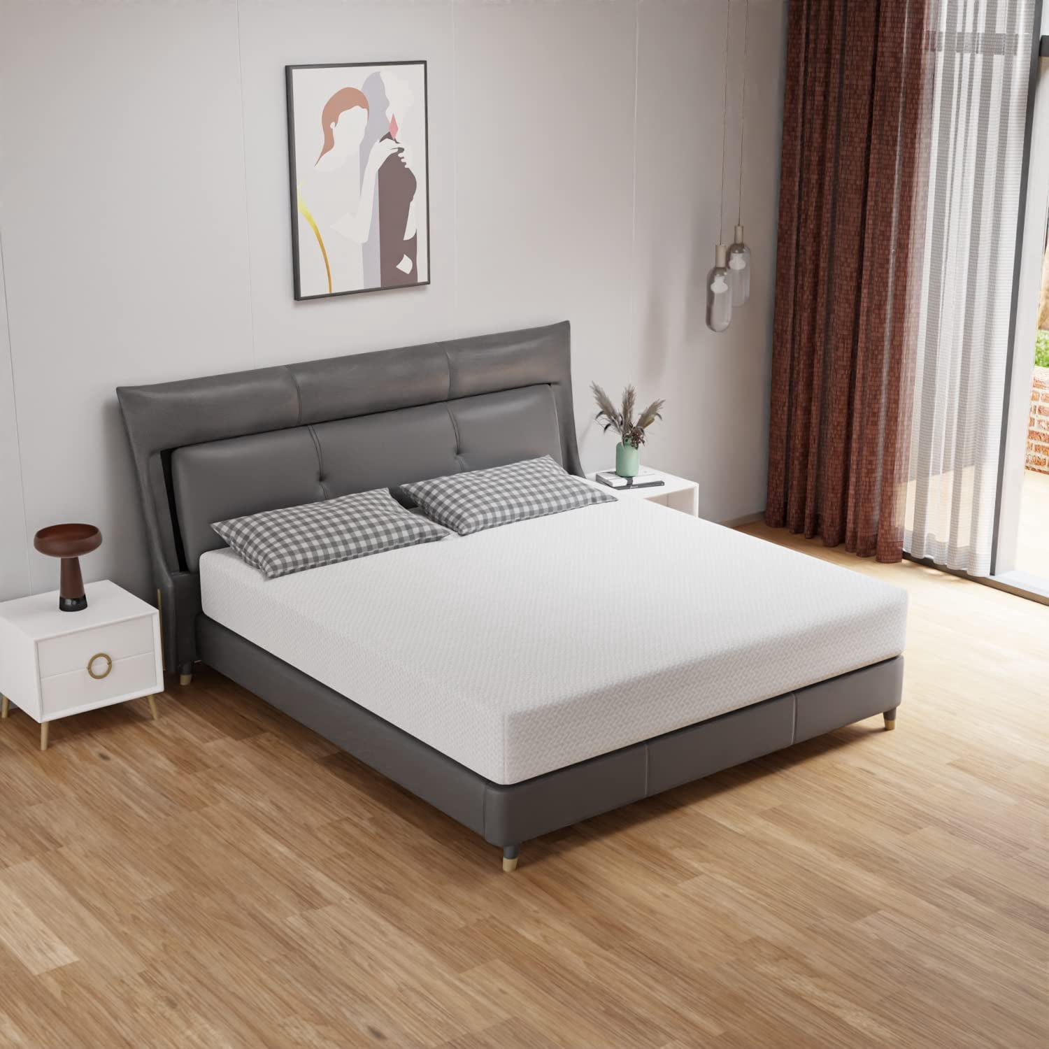 FDW Queen 10 Inch Medium-Firm Memory Foam Mattress, CertiPUR-US Certified, White