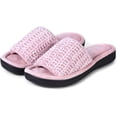 thumbnail image 1 of Roxoni Womens Soft Open Toe Slide Slippers, Indoor Outdoor Rubber Sole Pink, 1 of 5