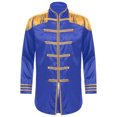 thumbnail image 3 of iiniim Mens 60s Hipper Costume High Slit Gold Trim Add Accessories Sergeant Icon Hippy Fancy Dress Up Royal Blue L, 3 of 6