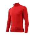 thumbnail image 3 of yardsong Couche de Base Thermique de Compression à Col Montant pour Hommes - Automne Hiver Chaud à Manches Longues Chandail Uni Rouge, TG, 3 of 5