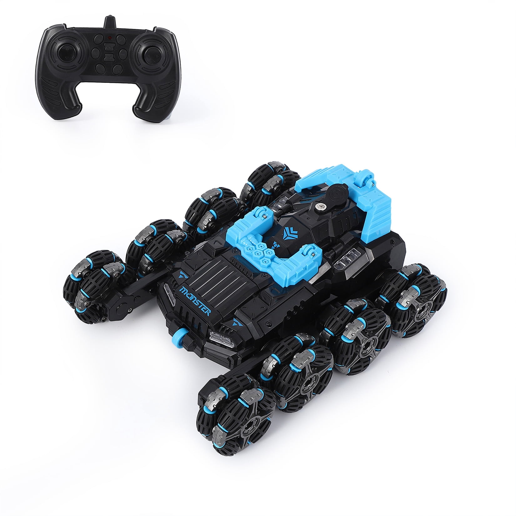 8WD All-Terrain RC Off-Road Car for Kids - 2.4GHz Remote Control, 360° Double-Sided Rotation, Obstacle Climbing, Lights & Music - Toy Gift for Boys Girls Ages 8-12 - Blue