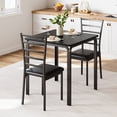 thumbnail image 1 of Dining Table for 2, Small Table and Chairs Set of 2, Dinette Set for 2, Square Dinner Table Set, 3 Piece Kitchen & Dining Room Sets for Small Space (Black, Dining Table with 2 Chairs), 1 of 9