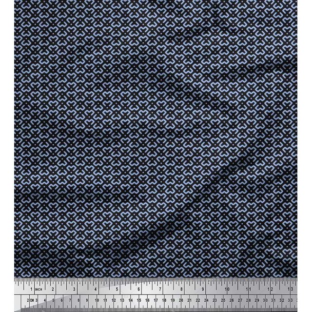 Soimoi Satin Silk Fabric Dot & Geometric Small Print Sewing Fabric Yard 42 Inch Wide