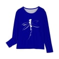 thumbnail image 4 of T-shirts à Manches Longues pour Filles, Col Rond, en Coton, Imprimé Libellule, T-Shirts Décontractés d'Automne et de Printemps, T-Shirts Graphiques Basiques pour Enfants (4 Ans, Bleu), 4 of 5