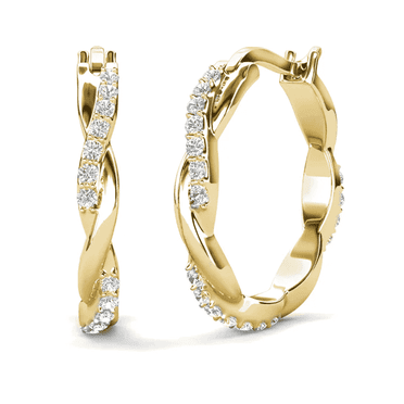 Cate & Chloe Lauren 18k Yellow Gold Plated 22mm Hoop Earrings with Swarovski Crystals for Women