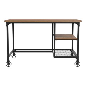 Furniture of America Amtex Bureau d'ordinateur en métal avec roulettes en noir antique