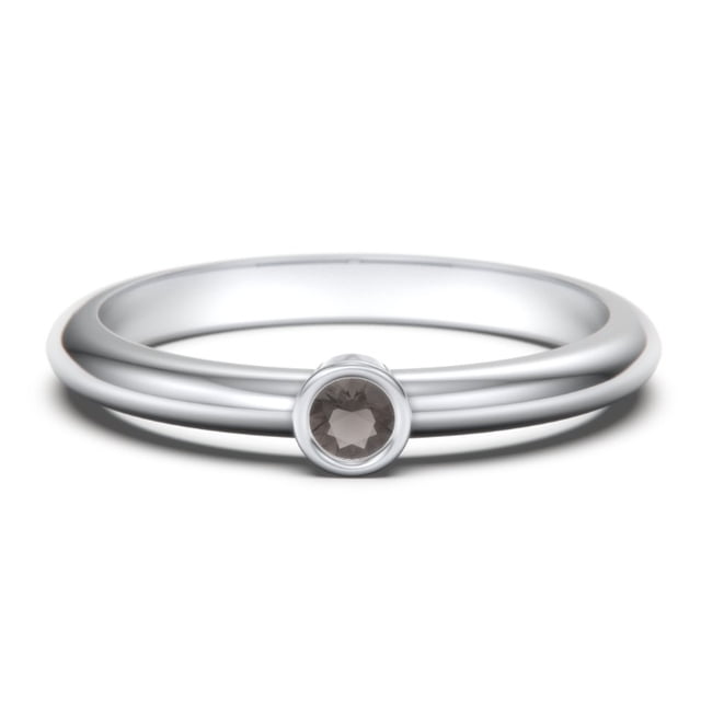 Bague Classique à Pierre de Naissance Sertie Clos - Quartz Fumé (Juin)