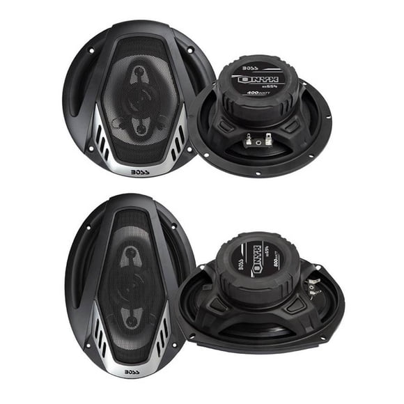Boss NX654 Haut-Parleurs Coaxiaux Audio pour Voiture 6,5 Pouces 400 W et NX694 6x9 Pouces 800 W 4 Voies (Lot de 2)