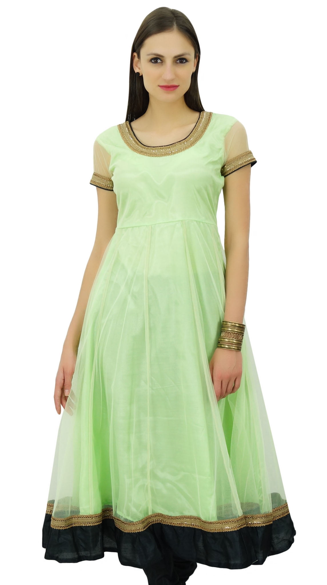 Bimba Flaired Net Anarkali Dress Solid Kurta Kurti Indian Tunic Custom Clothing