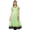 thumbnail image 1 of Bimba Flaired Net Anarkali Dress Solid Kurta Kurti Indian Tunic Custom Clothing, 1 of 5