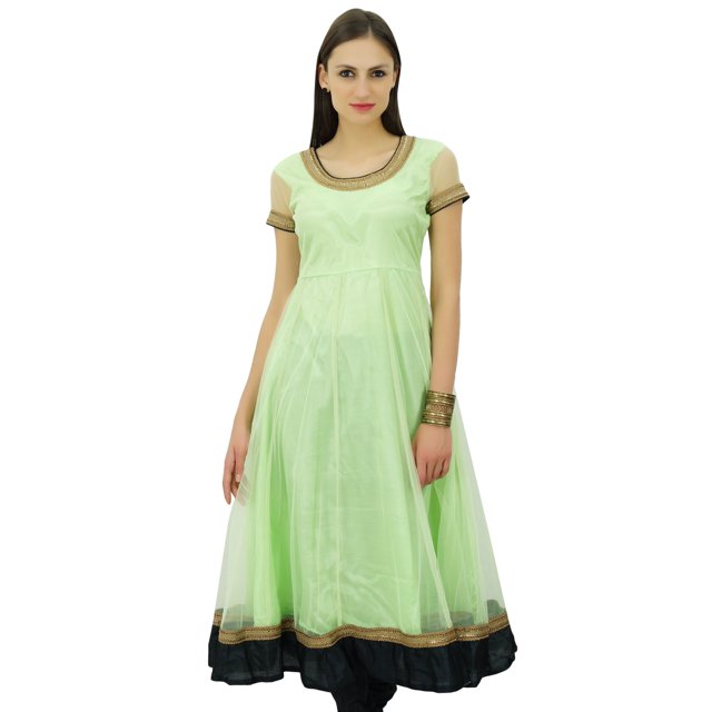 Bimba Flaired Net Anarkali Dress Solid Kurta Kurti Indian Tunic Custom Clothing