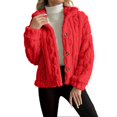 thumbnail image 1 of Breezora Manteau en Molleton Réversible pour Femme, Hiver, Chaud, Col Montant, Boutonné, Veste à Motif Torsadé, Taille g, Rouge, 1 of 9