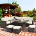 thumbnail image 4 of Costway 7 PCS Patio Furniture Set Rattan Sectional Conversation Sofa Coffee Table Porch, 4 of 9