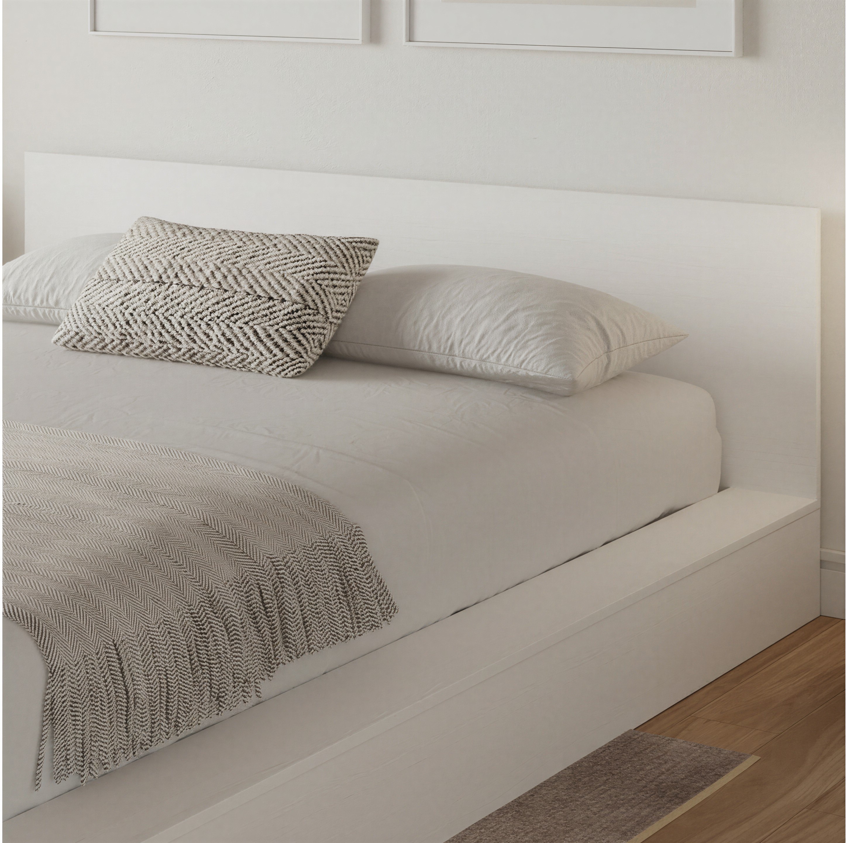 Nexera Kanso Lit à Plateforme Basse avec Tête de Lit, chêne blanc