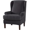 thumbnail image 1 of 2 Piece Stretch Wingback Chair Cover Jacquard Wing Chairs Slipcover with Elastic Bottom Grey One Size, 1 of 8