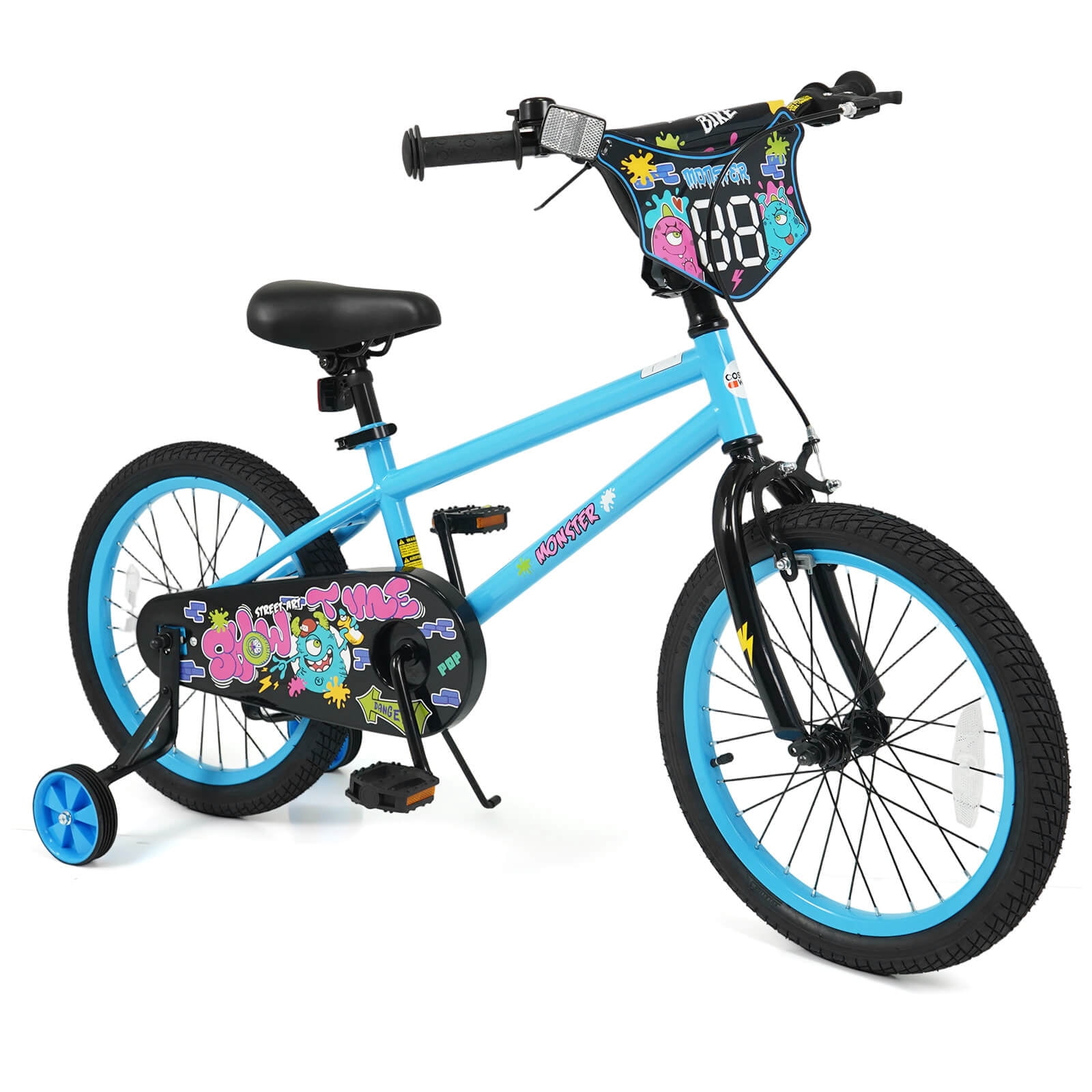 Costway 18 Inch Kids Bike for Ages 4-8 Years Old, Toddler Bicycle with Training Wheels Navy