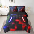 thumbnail image 2 of YST Gamer Gaming Bedding Set, Geometric Neon Checkered, 7-Piece, Full Size, 2 of 4