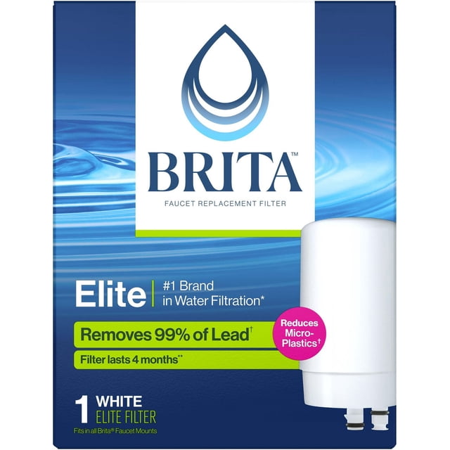 Brita Filtre d'Eau pour Robinet sur Robinet, Filtre de Remplacement en Blanc, Convient à Tous les Supports Brita Faucet, Élimine 99 % du Plomb et Réduit les Microplastiques pour une Eau Plus Propre, Filtre Dure jusqu'à 4 Mois, Convient pour Améliorer le Goût de l'Eau du Robinet