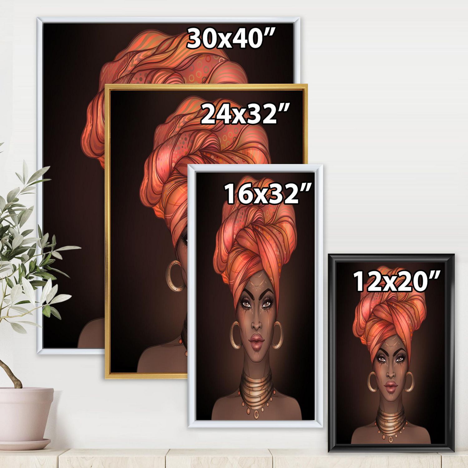 Designart Femme afro-américaine avec Turban V ART MURAL À CADRE FLOTTÉ