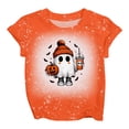 thumbnail image 4 of GDREDA Mignon Halloween T-Shirt à Manches Courtes Imprimé pour Filles Haut Décontracté à Col Rond pour les Festivités d'Automne Or, 3-4 Ans, 4 of 4
