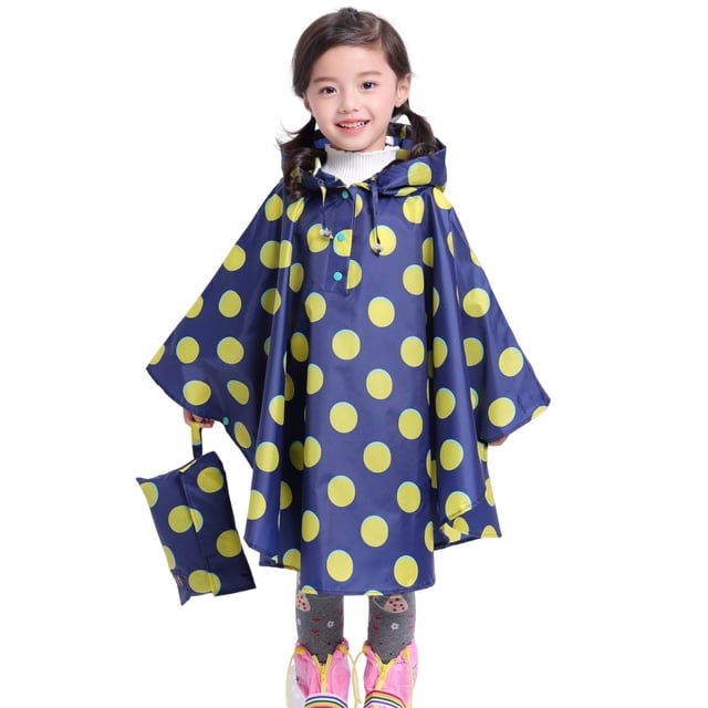 MIASHUI Poncho de Pluie pour Enfants Réutilisable Imperméable pour Tout-Petits, Jaune, 6-8 Ans