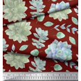 thumbnail image 2 of Soimoi Red Poly Georgette Fabric Leaves & Flower Floral Print Fabric by the Yard 52 Inch Wide, 2 of 3