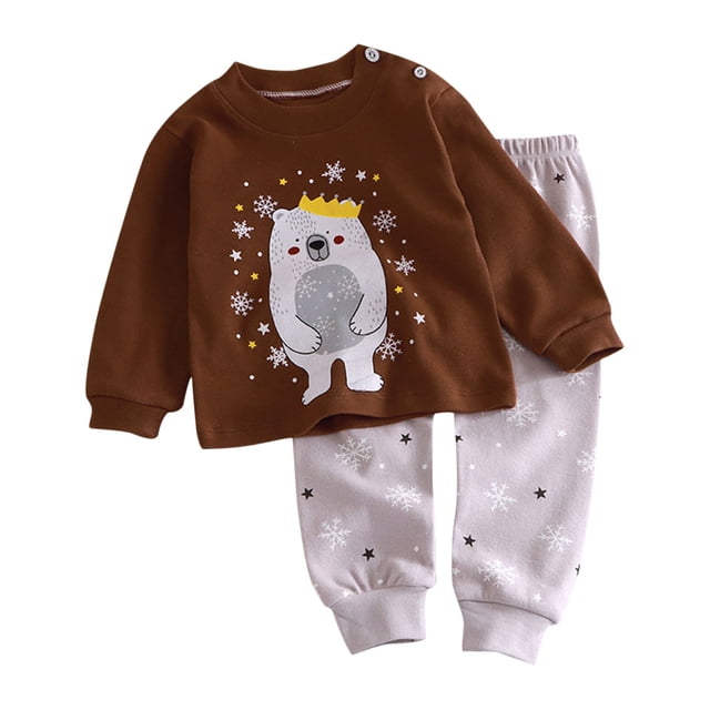 Pisexur Tenue d'Automne pour Bébé Fille Garçon, Ensemble 2 Pcs, Ensembles de Pyjamas pour Tout-Petit Bébé, Chandails à Col Rond à Manches Longues et Pantalons, Mode Décontractée, Ensemble de Vêtements de Nuit en Coton pour Garçons, 3 Mois à 6 Ans