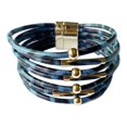 thumbnail image 1 of yingyy Bracelet Multi-layers Magnetic Buckle Leather Multi-colored Leopard Print Bangle Party Decoration Wristband Jewelry Blue 1Set, 1 of 6
