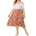 thumbnail image 2 of Unique Bargains Jupe Midi Portefeuille d'Été pour Femme Grande Taille, Ligne A, Ourlet à Volants, 2 of 7