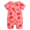 thumbnail image 1 of MIASHUI Toddler Summer Clothes Unisex Baby Boy Girl Rompers Short Sleeve Two Way Zipper Jumpsuits,Watermelon Red,6-12 Months, 1 of 3