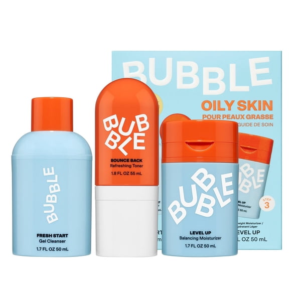 Bubble Skincare 3-Step Balancing Bundle, for Normal to Oily & Combo Skin