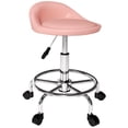 thumbnail image 1 of HOMCOM Tabouret Roulant Réglable, Chaise de Salon en PU avec Repose-Pieds, Rose, 1 of 10