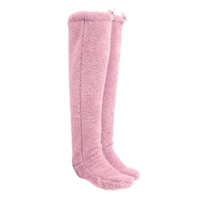 GUOOL over Knee High Fuzzy Protection Thick Warm Leg Cover Super Soft Thigh High Socks Pink