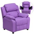 thumbnail image 1 of Deluxe Padded Contemporary Lavender Vinyl Kids Recliner with Storage Arms, 1 of 9