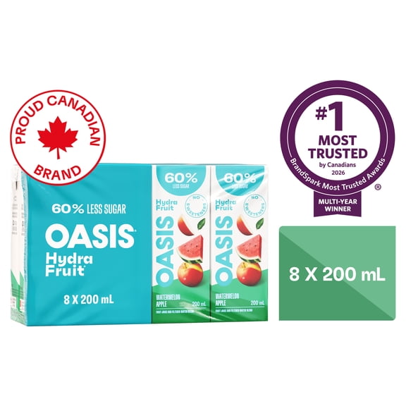 Oasis HydraFruit Watermelon Apple Fruit Juice Boxes 8 x 200 ml