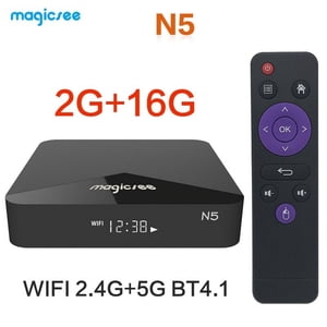 TV BOX N5 Android 9.0 TV BOX Amlogic S905X Quad-core 4K Résolution 2GB RAM 16GB ROM 2.4G 5G WiFi Définir la boîte supérieure noir_2 + 16GB double WIFI US réglementation