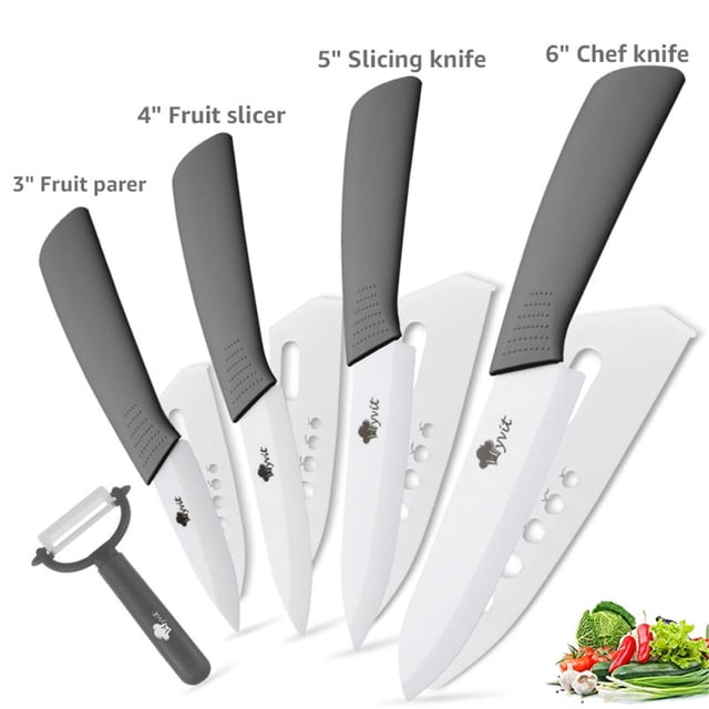 Ceramic Knives Complete Kitchen Unit,3 4 5 6inch Chef Knife Utility Fruit Slicing Peeler with Sheath White Blade