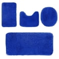 thumbnail image 2 of Solid Color Bath Mats 4 Set Bathroom Rugs For 4 Pcs Toilet Mats Universal Soft Comfortable Water Absorption Non-Slip Thick Machine Washable Easier To Dry Dark, 2 of 8