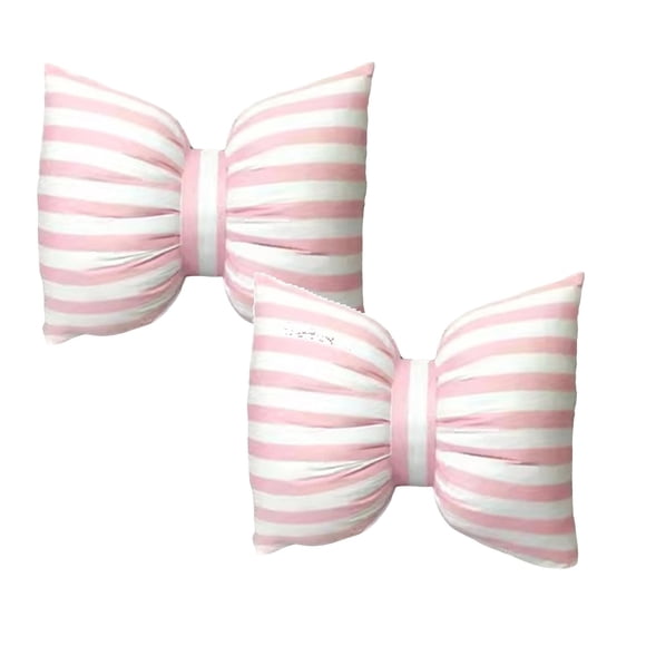 Leojiow 2Pcs Handmade Striped Bow Pillow Bow Pillow Washable Car Neck Pillow Sofa Waist Pillow Cushion One Size