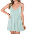 thumbnail image 1 of Yuyuzo Combinaisons pour Femmes Bretelles Spaghetti Réglables Combinaisons Sans Manches Col en V Profond Shorts Larges Été, 1 of 7