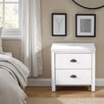 thumbnail image 1 of CorLiving Boston Contemporary Engineered Wood Bedroom Adult Nightstand with Two Drawers, White, 1 of 14