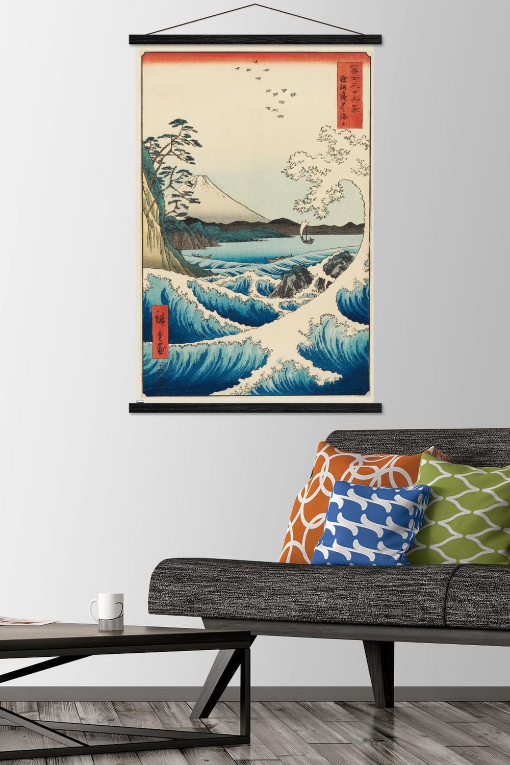 Hiroshige - La mer à Satta 22.375" x 34" Affiche Murale avec Punaises