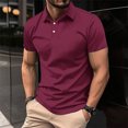 thumbnail image 2 of cfhntfmh Mens Muscle Shirts Short Sleeve Slim Fit Golf Casual Collared Tops Solid Color Workout T Shirts for Summer, 2 of 6
