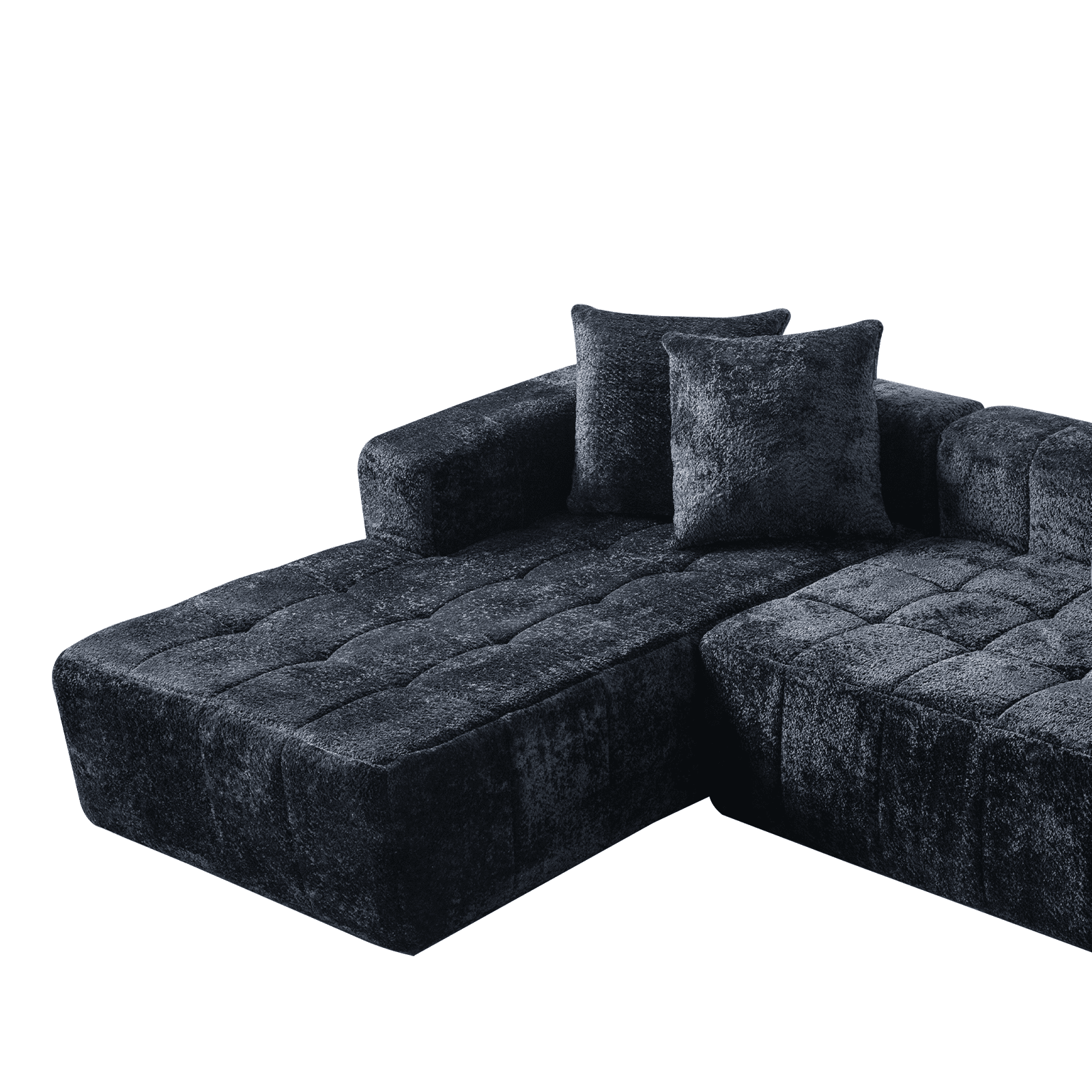 Noble House 107.9" Cloud Modular Sectional Sofa,L-Shape Chaise with Deep Seat for Living Room Bedroom,Black
