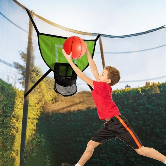BotaniNest Trampoline Basketball Hoop Goal Kit Trampoline Basketball Attachment With Enclosure 1 Mini And 1 For Kids Adults Indoor Outdoor Play Game Easy To Install